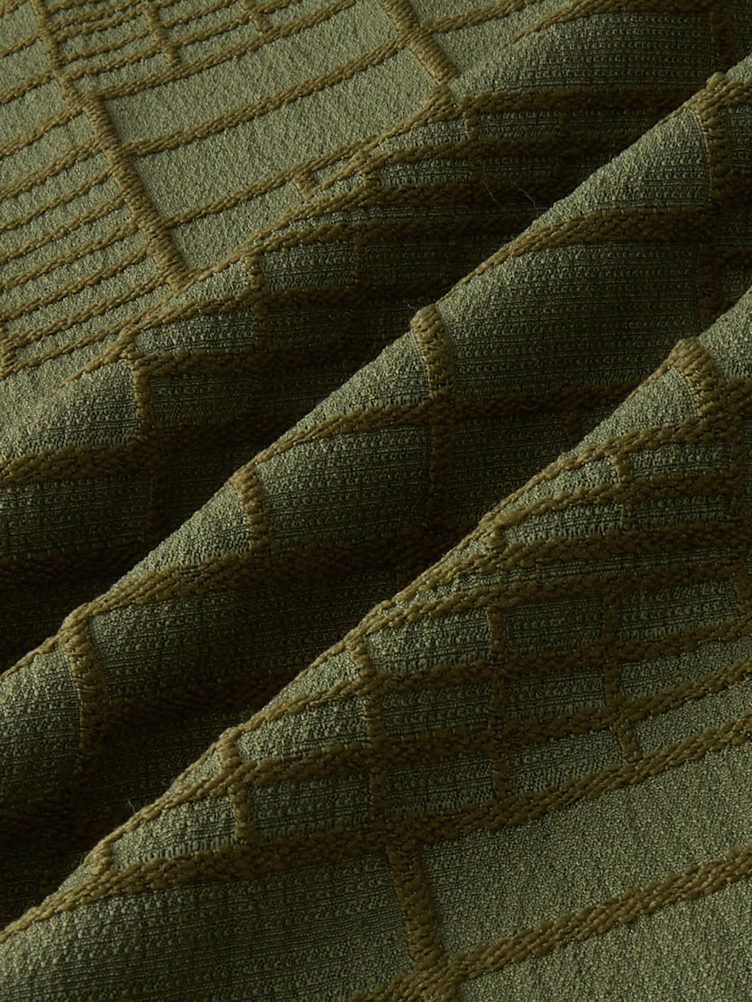 Moss Green Architectural Jacquard Weave Shirt