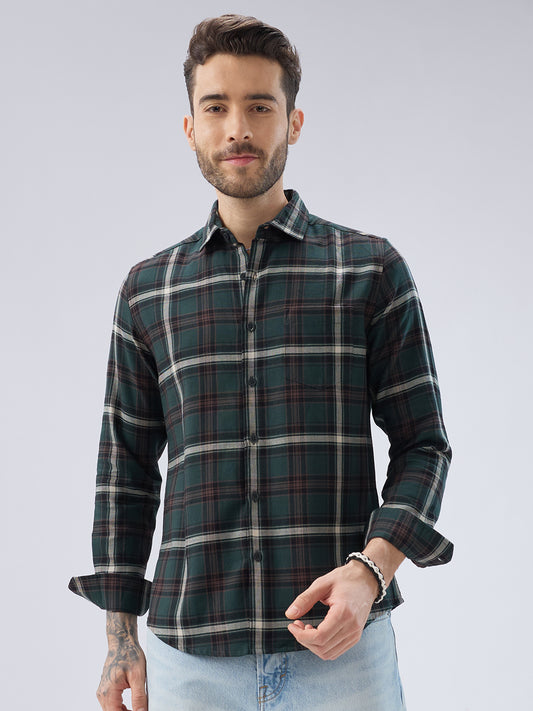 Premium Cotton Vintage Emerald Green Plaid Checks Shirt