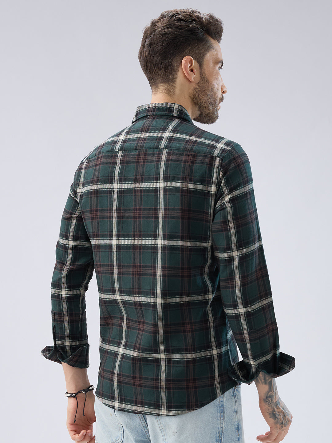 Premium Cotton Vintage Emerald Green Plaid Checks Shirt