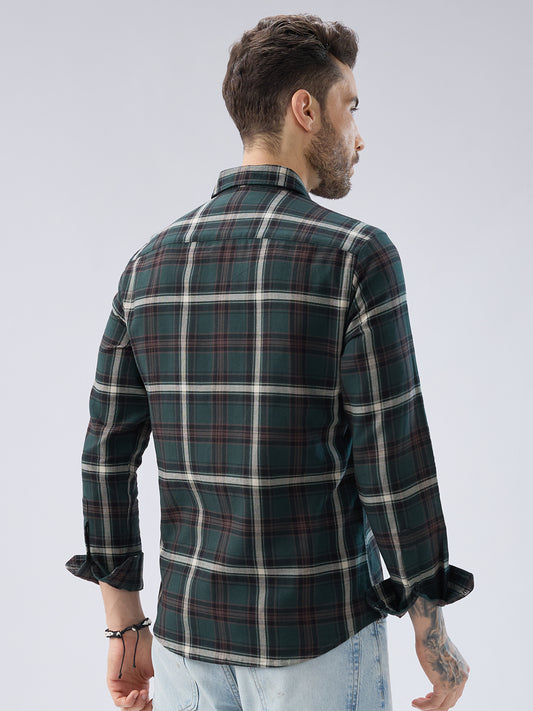 Premium Cotton Vintage Emerald Green Plaid Checks Shirt