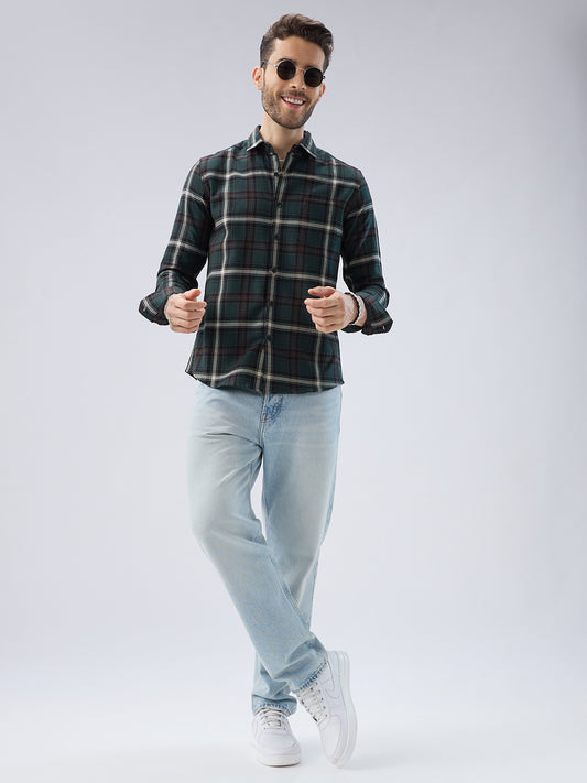Premium Cotton Vintage Emerald Green Plaid Checks Shirt