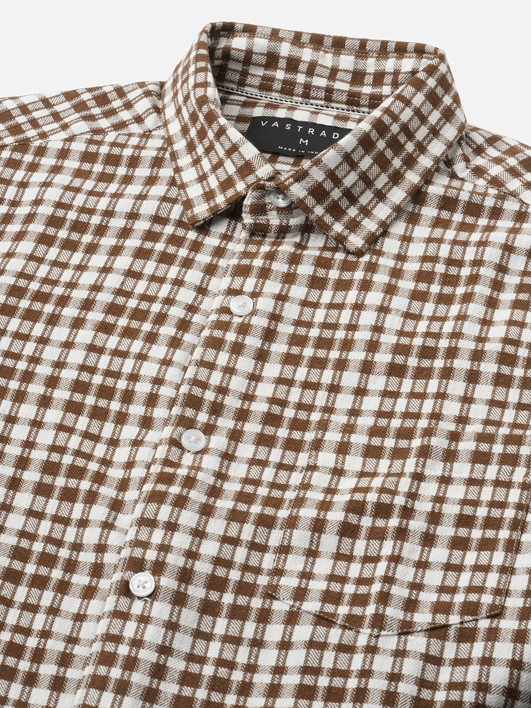 Caramel Brown Gingham Checked Cross-weave Shirt