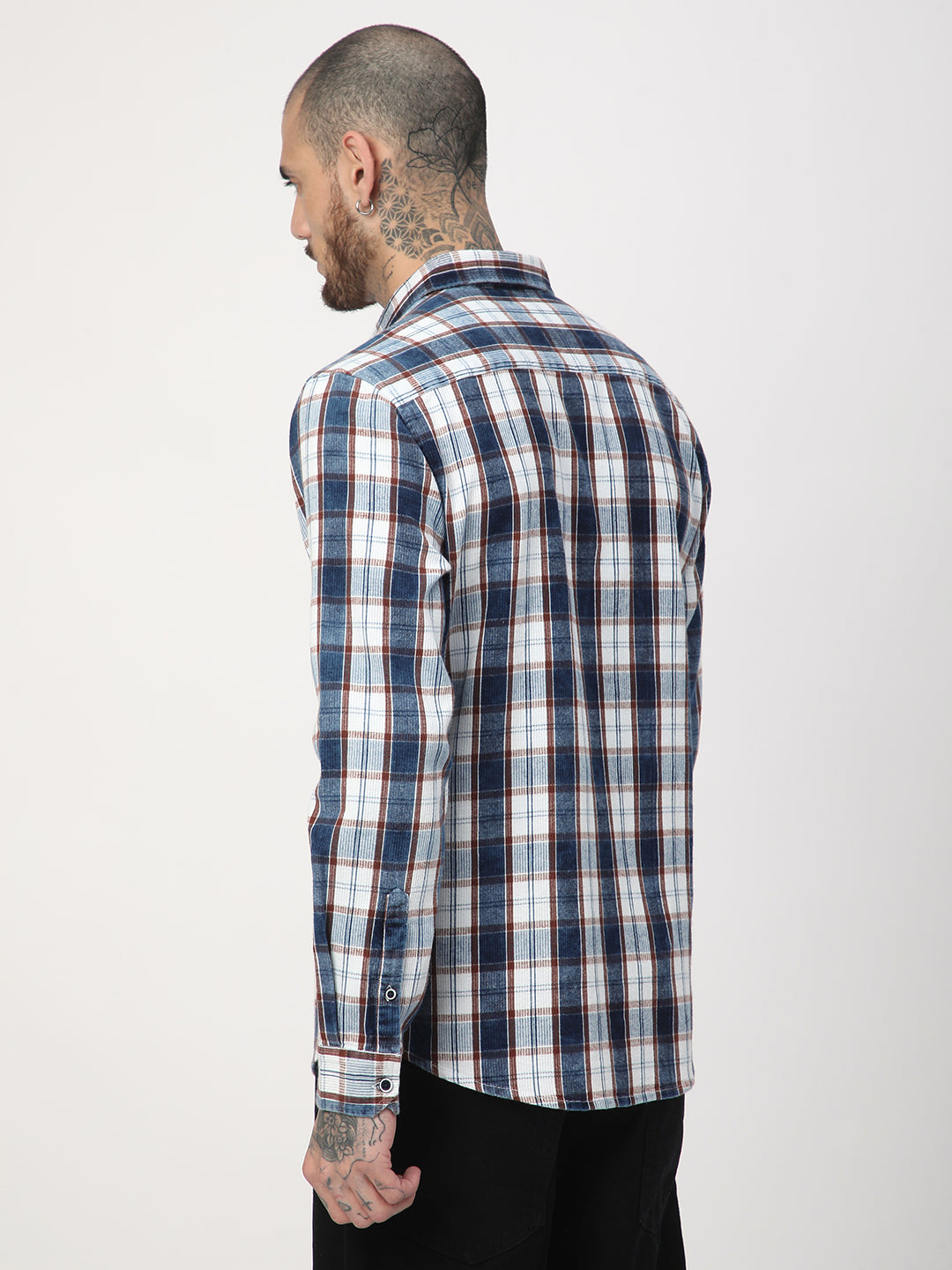 Denim Brown & Navy Plaid Checks Shirt