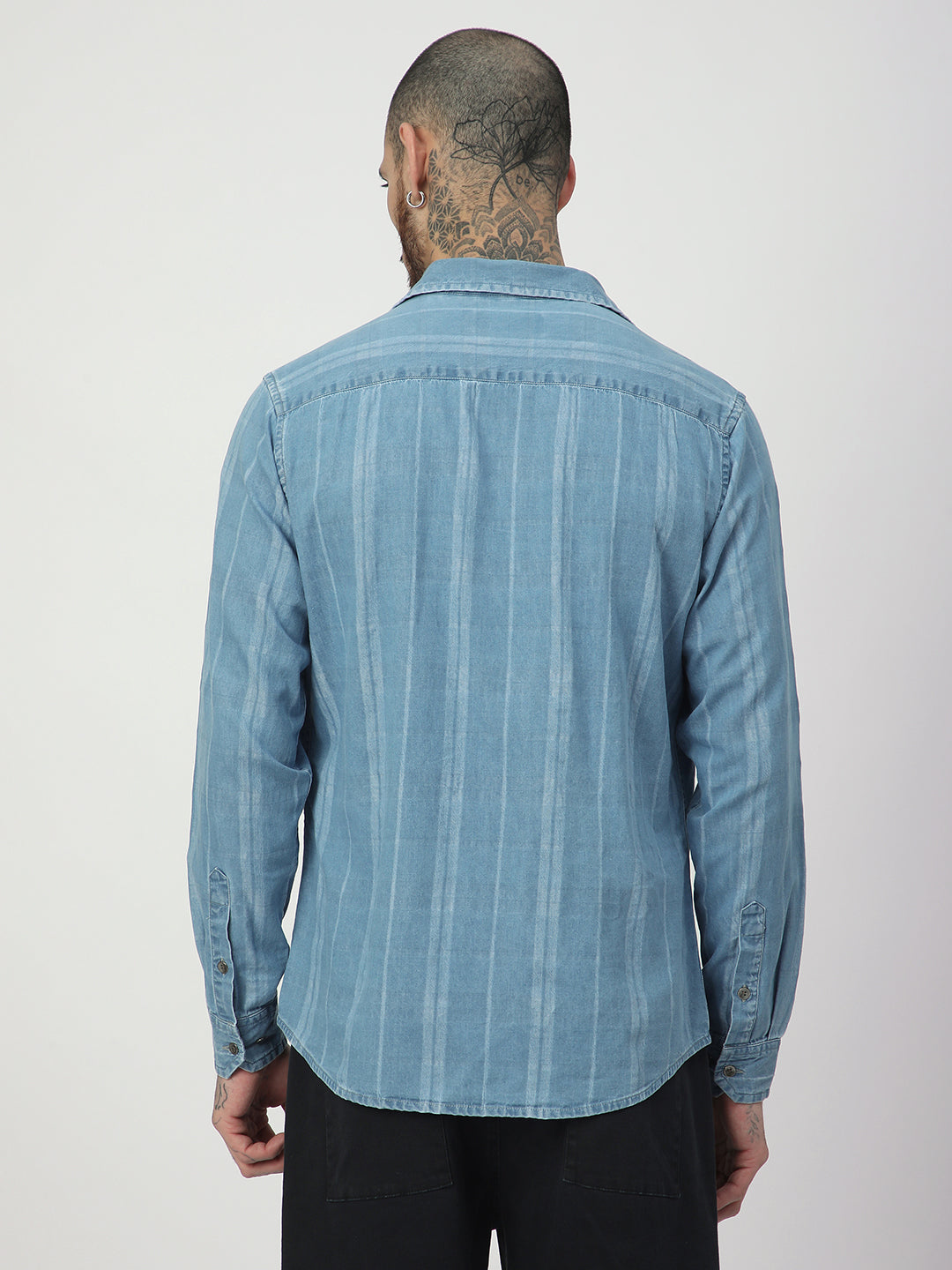 Plush Denim Vertical Stripe Shirt