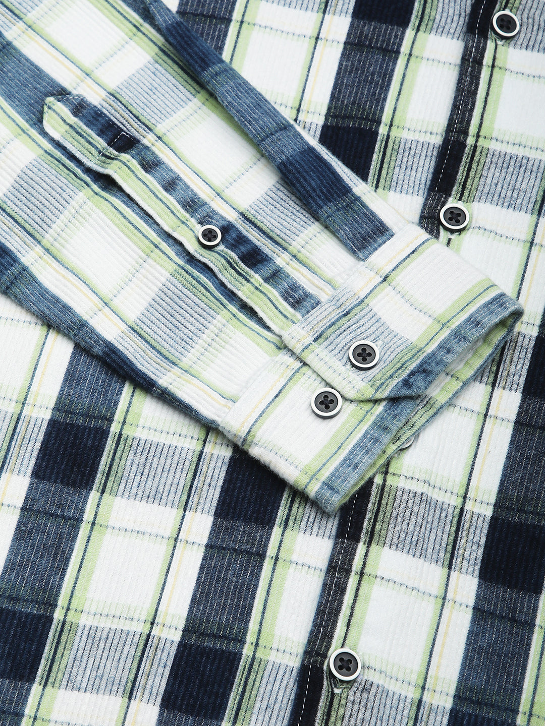 Denim Green & Navy Plaid Checks Shirt