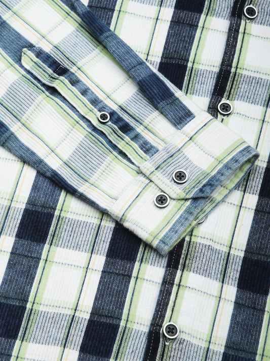 Denim Green & Navy Plaid Checks Shirt