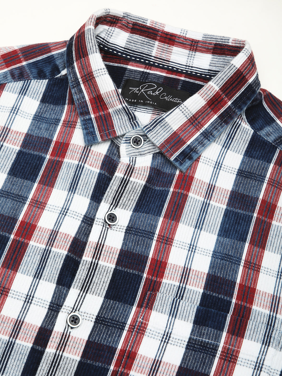 Denim Red & Navy Plaid Checks Shirt