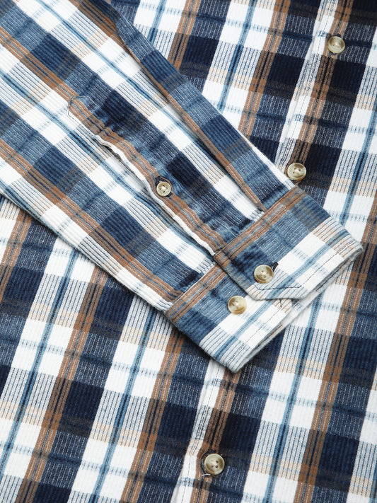 Denim White & Navy Plaid Checks Shirt