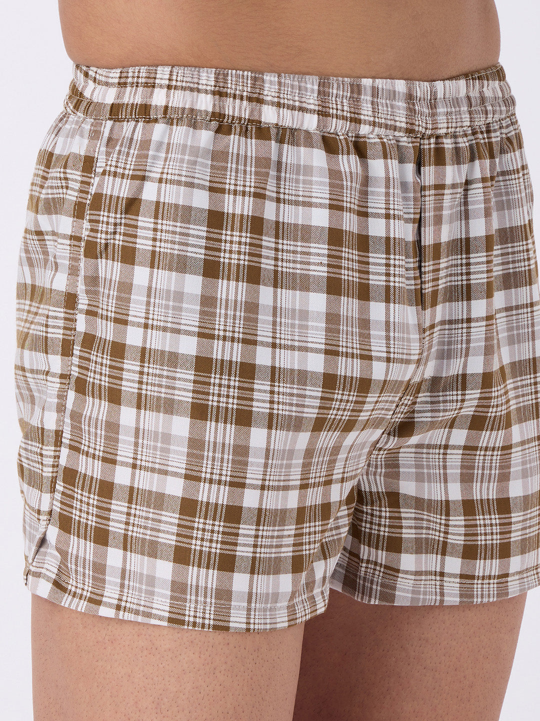 Solid Olive & Khaki Checks Boxers