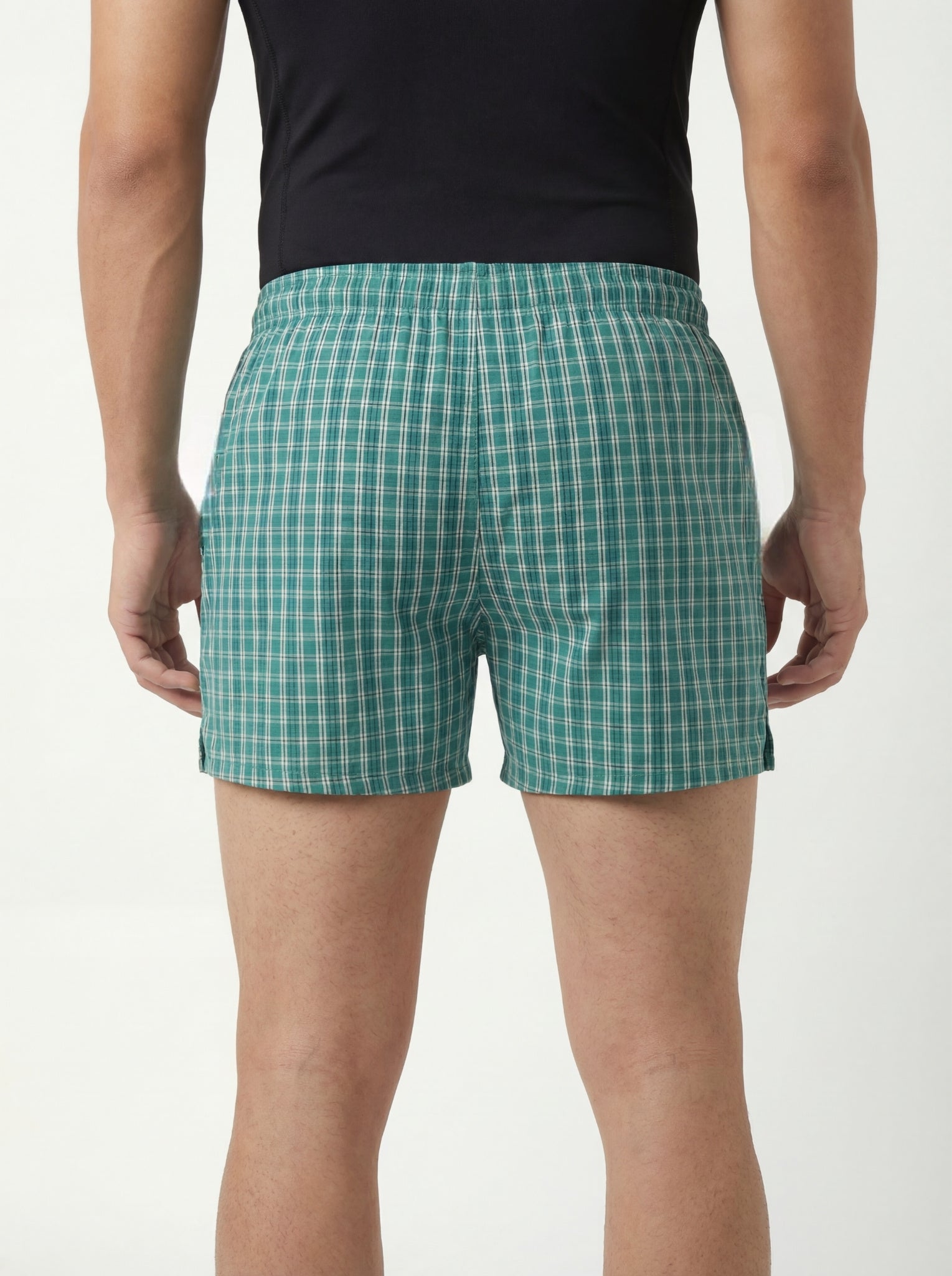 Shamrock Green Checks & Solid Navy Boxers