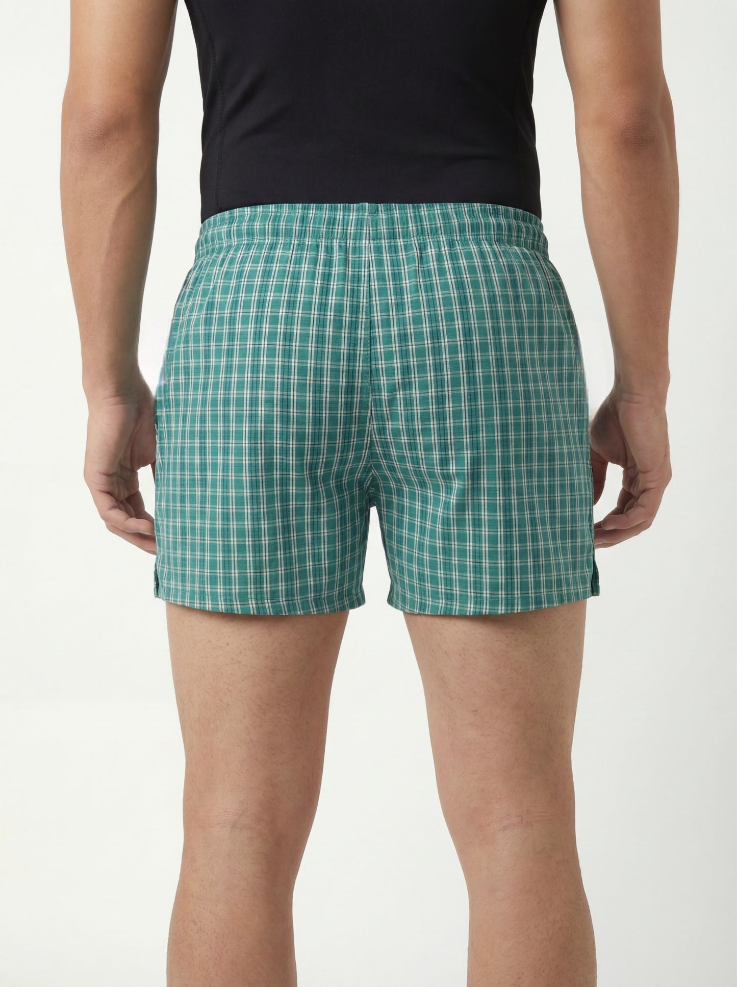 Shamrock Green Checks & Solid Navy Boxers