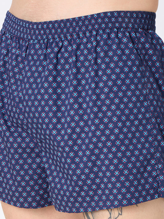 Navy Cosmic Grid & Black Graphic Printed Boxers