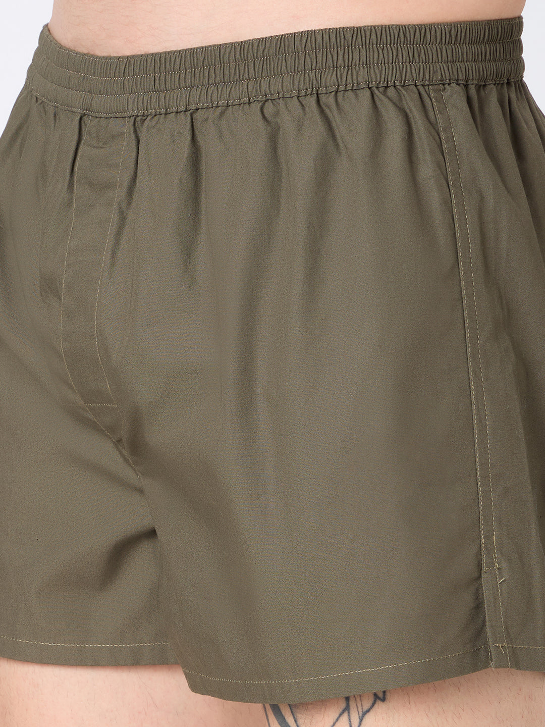 Solid Olive & Beige Slub Textured Boxers