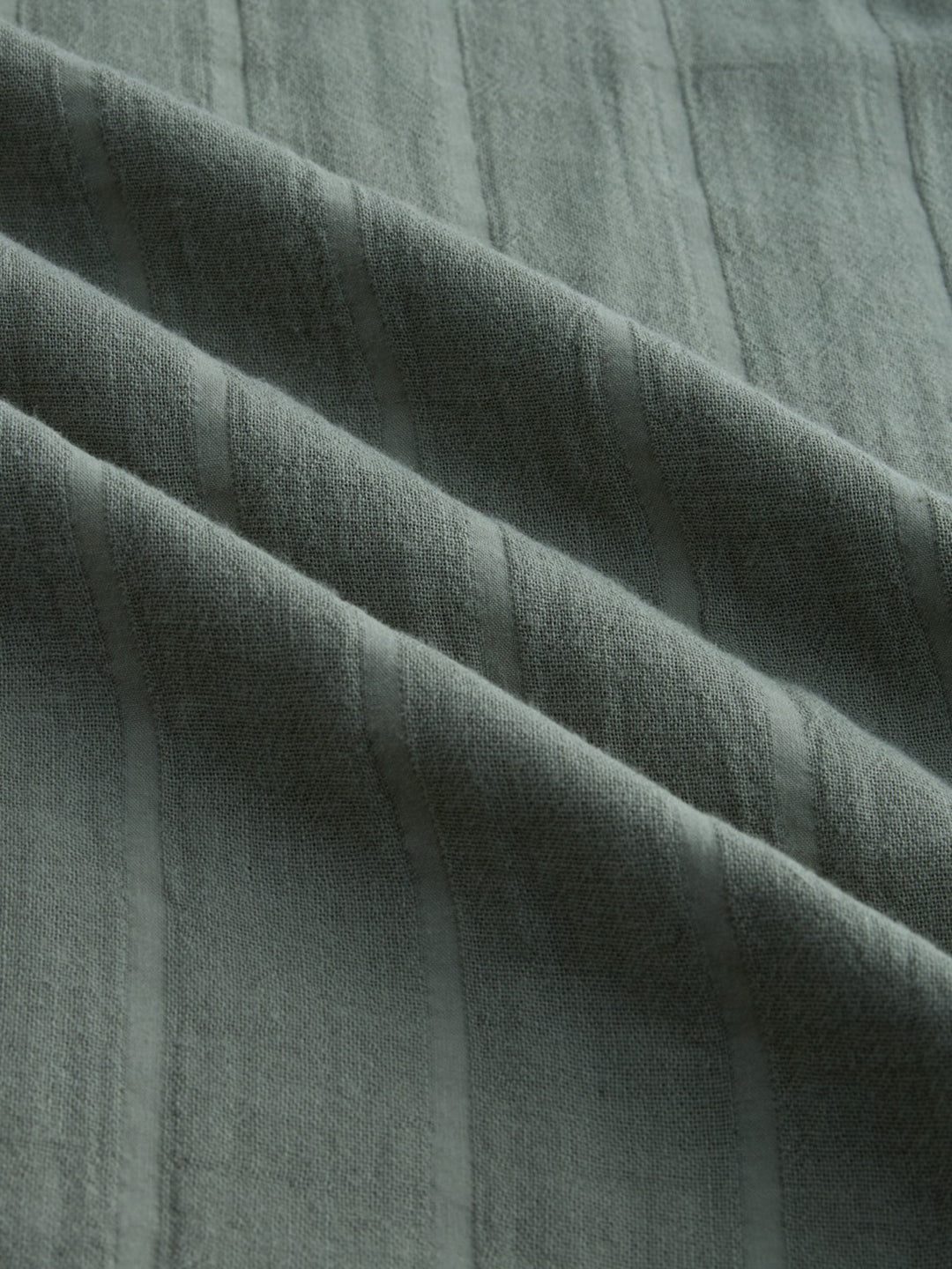 Forest Green Double Cloth Striped Boxy Fit Crop Shirt