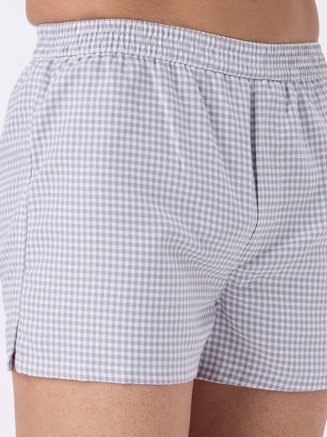 Grey & Peach Mini Checks Boxers