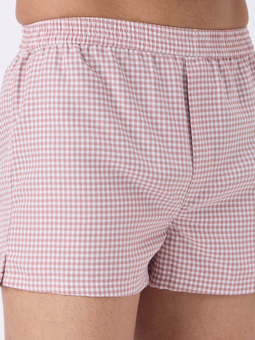 Grey & Peach Mini Checks Boxers