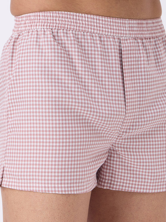 Grey & Peach Mini Checks Boxers