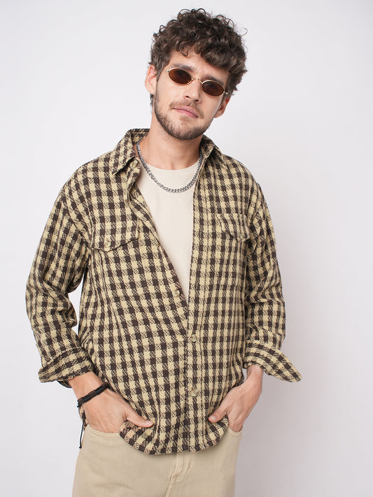 Cedar Brown Checks Double Flap Pocket Overshirt