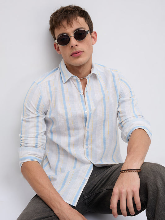 Blue Haze & Grey Vertical Stripe Shirt
