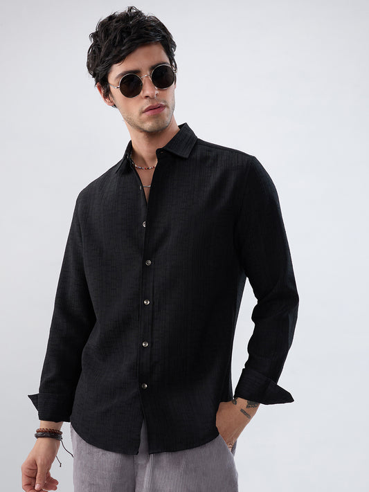 Timeless Black Subtle Textured Everyday Shirt