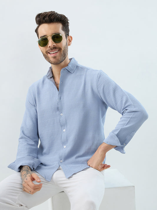 Powder Blue Wavy Weave Shirt