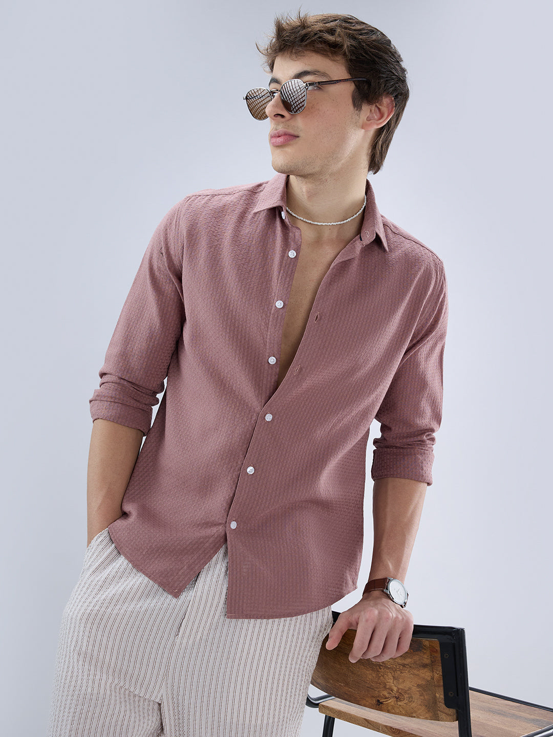 Rosewood Pink Textured Shirt