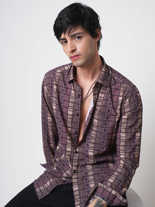 Multicolor Abstract Printed Creased Shirt