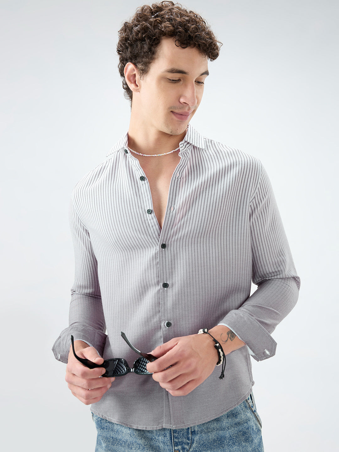 Ash Grey Pinstripe Ombre Shirt