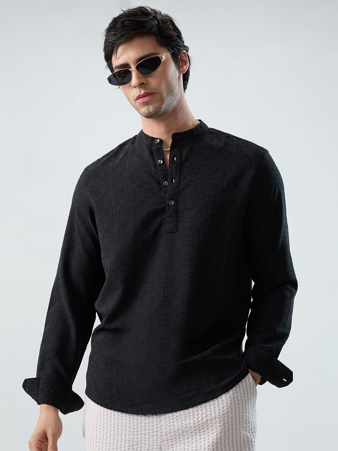 Detailed Black Jacquard Grace Kurta