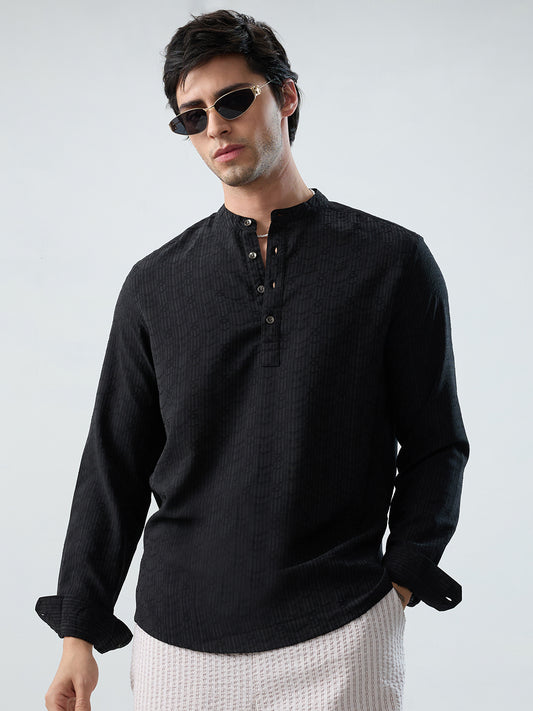Detailed Black Jacquard Grace Kurta