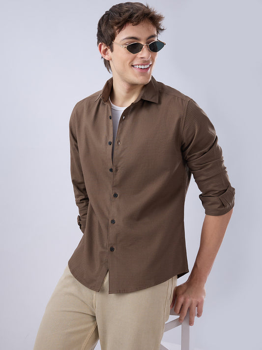 Sepia Brown Textured Shirt