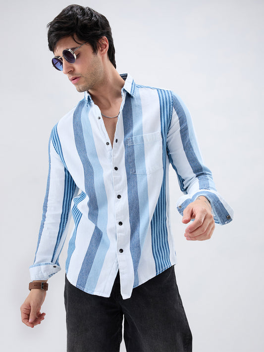 Denim Elegance Stripe Shirt