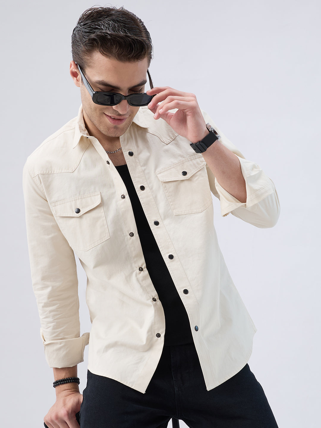 Vintage Cream Voyager Twin Flap Pocket Overshirt