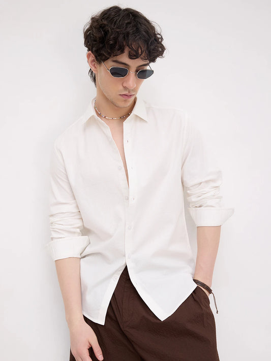 Luxe White Basket Weave Shirt