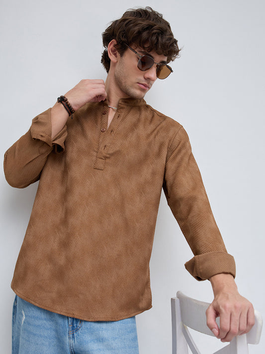Desert Dune Diagonal Twill Textured Statement Kurta