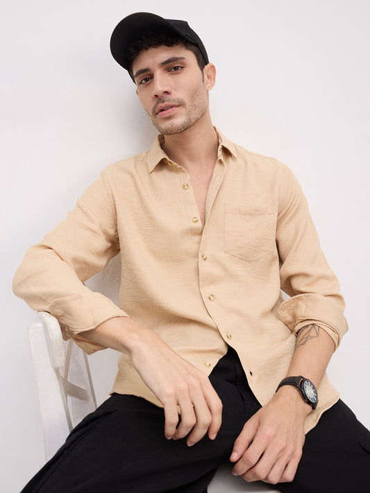 Tan Minimalist Solid Shirt