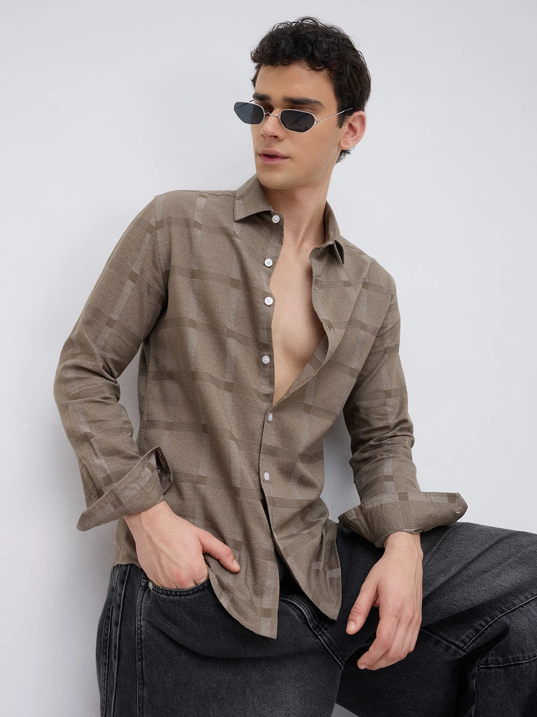 Distinctive Forest Olive Checks Shirt