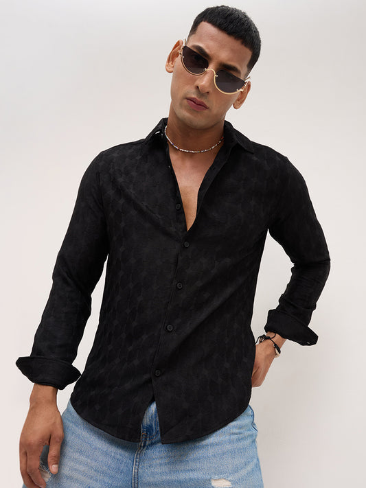 Classic Black Contour Weave Shirt