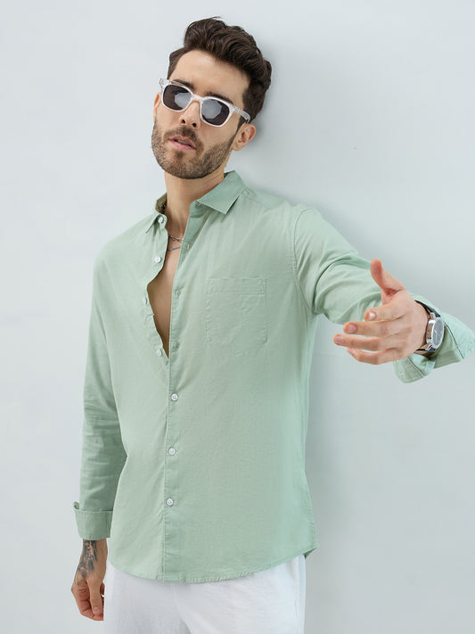 Green Pistachio Pop Slub Shirt