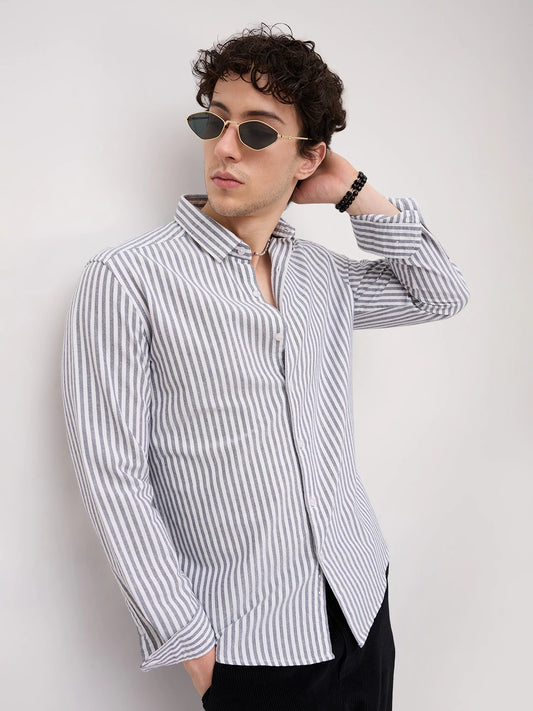 White & Navy Candy Striped Everyday Shirt