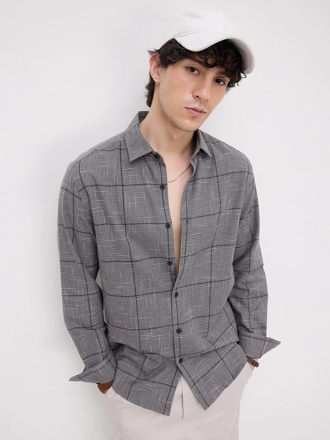 Refined Graphite Grey Windopane Checks Shirt