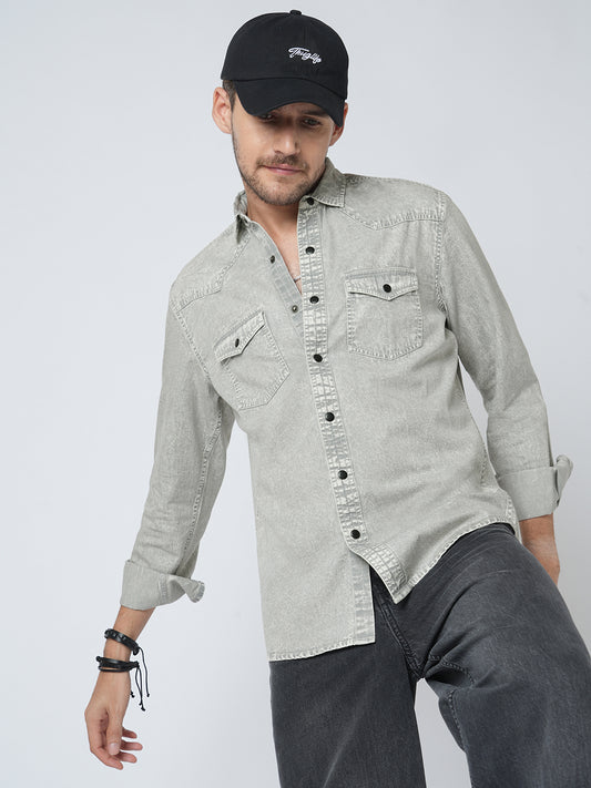 Greystone Acid Wash Double Pocket Shirt