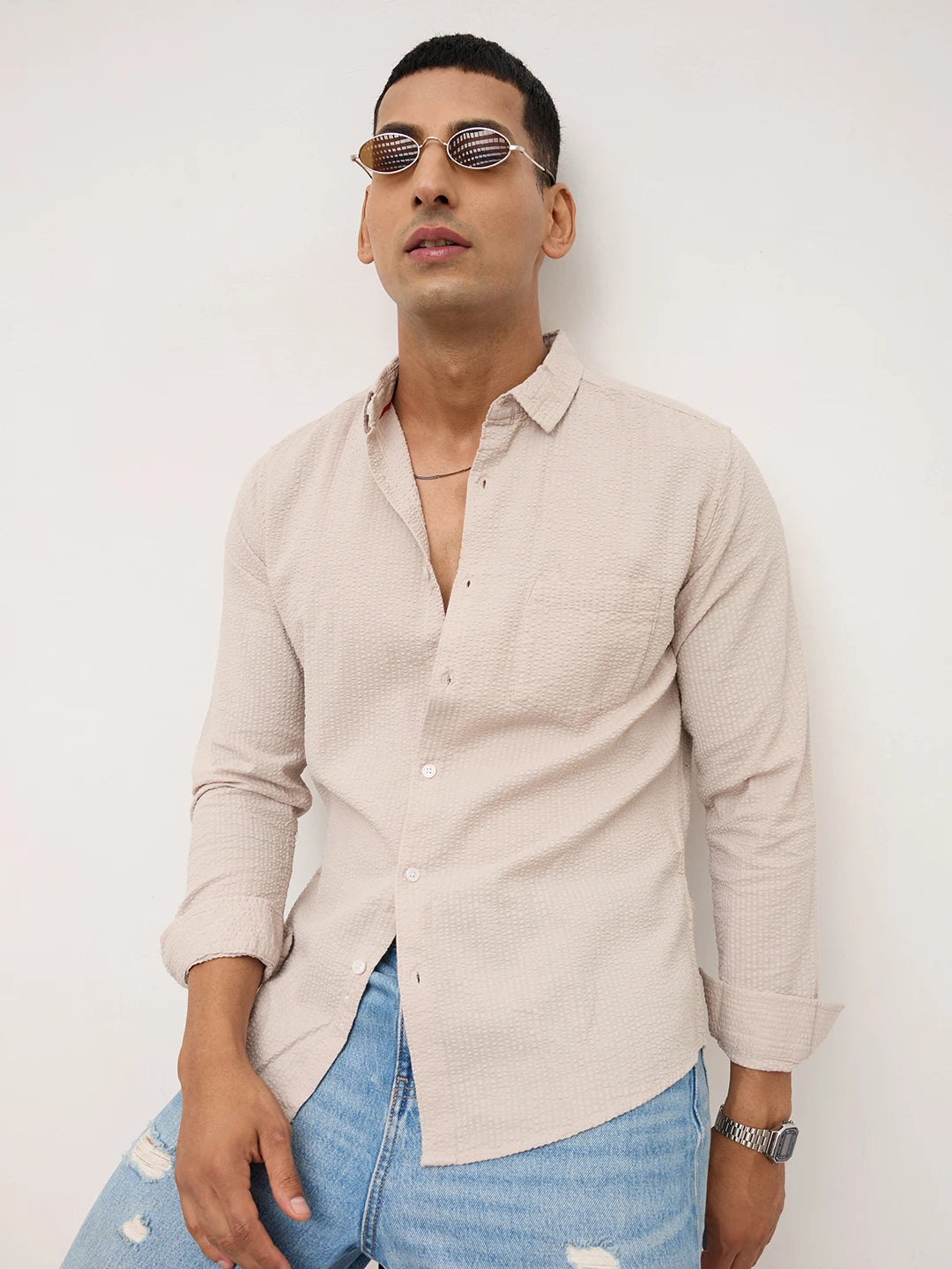 Soft Dune Premium Summer Essential Seersucker Shirt