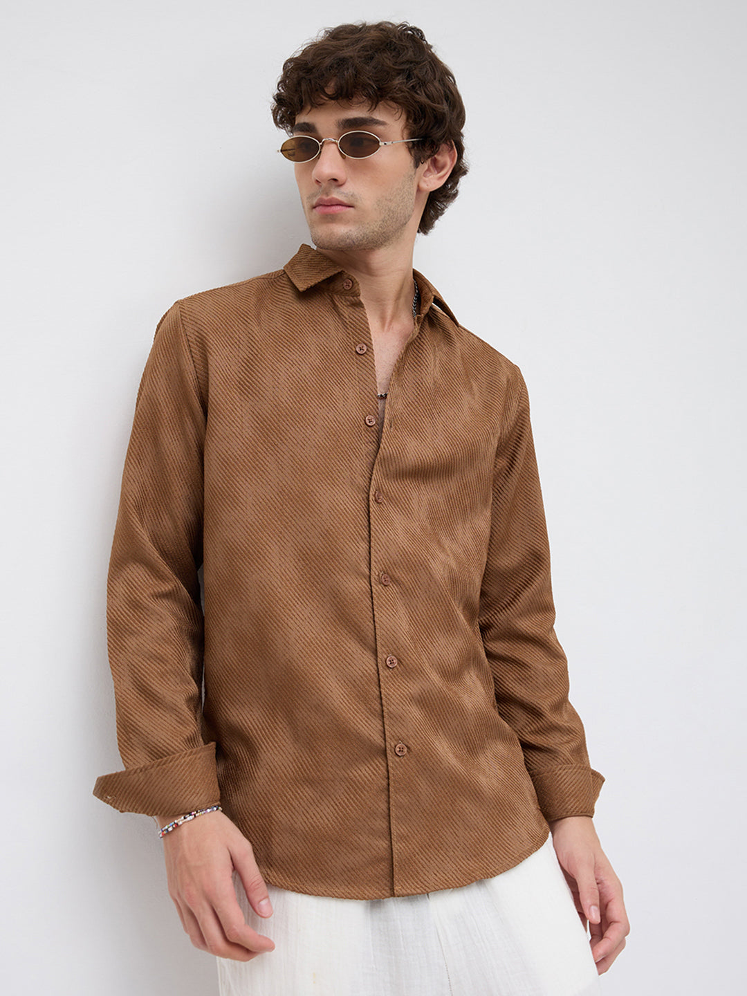 Desert Dune Diagonal Twill Textured Statement Shirt