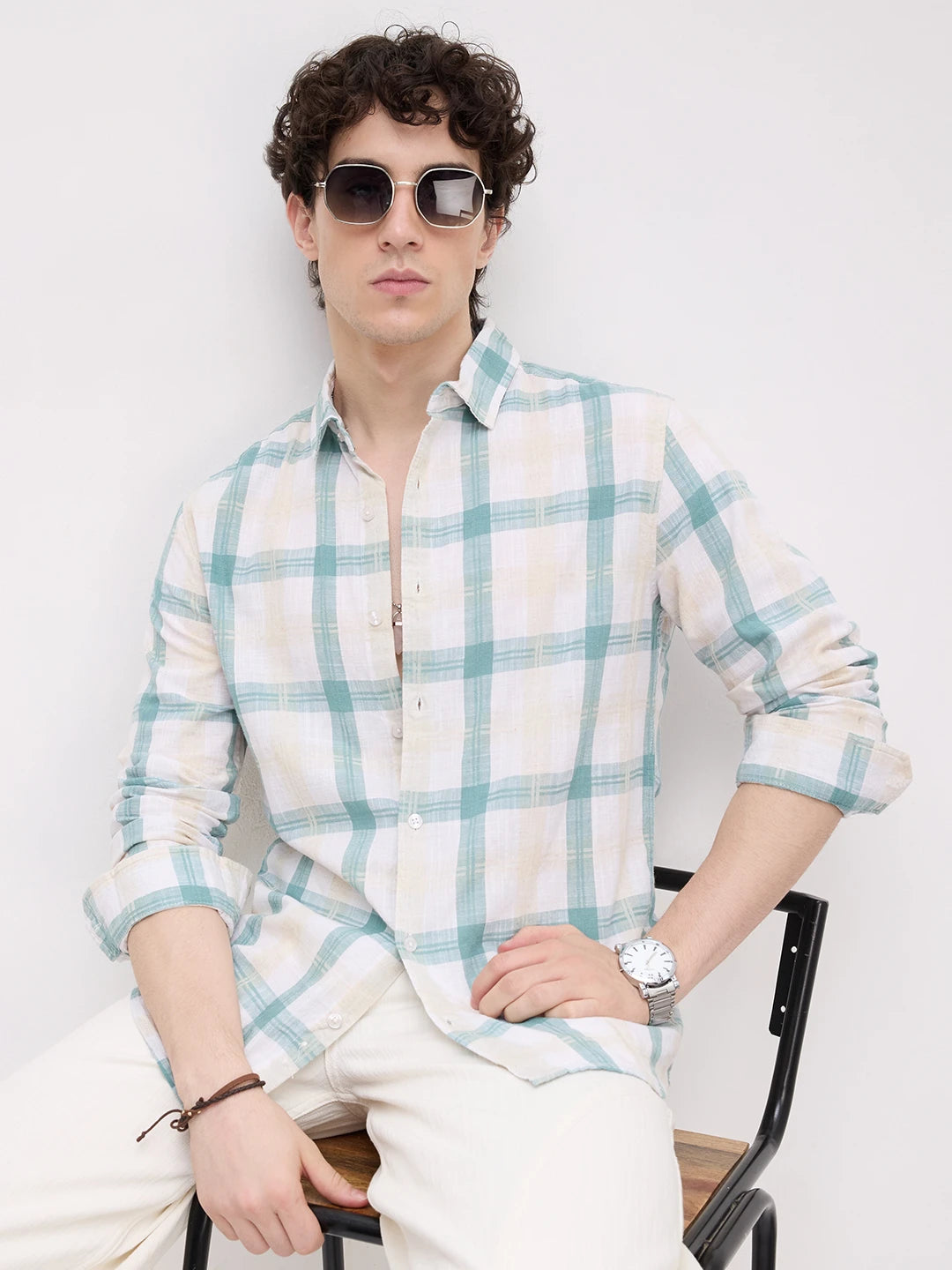 Premium Timeless Seafoam Green Block Checks Shirt