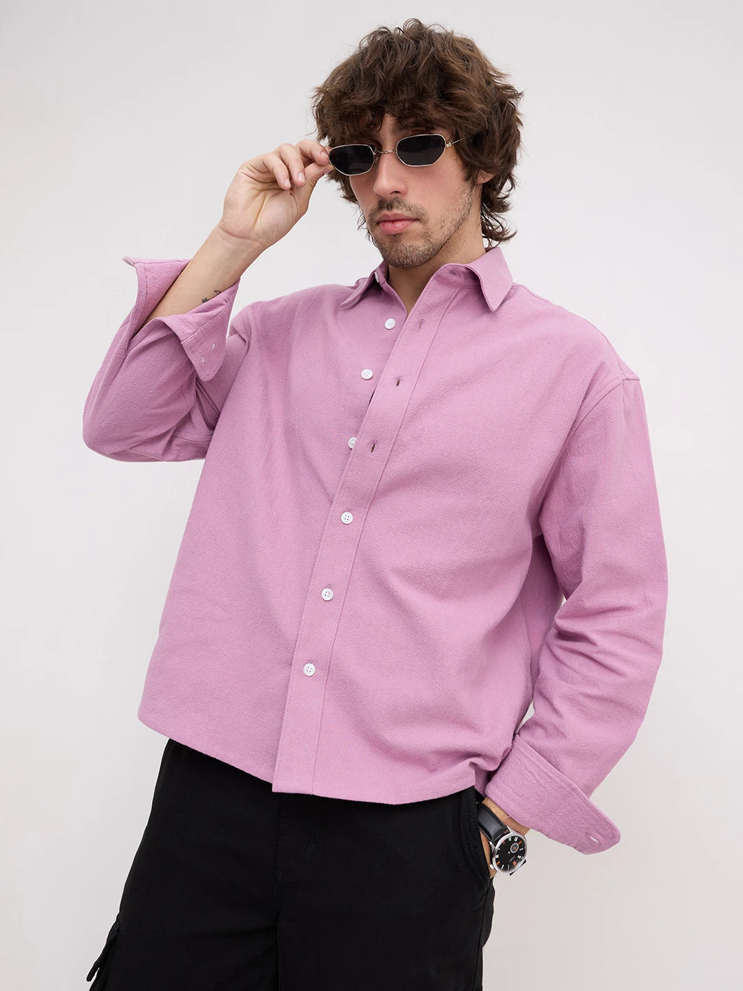 Artisan Orchid Lavender Boxy Fit Crop Shirt