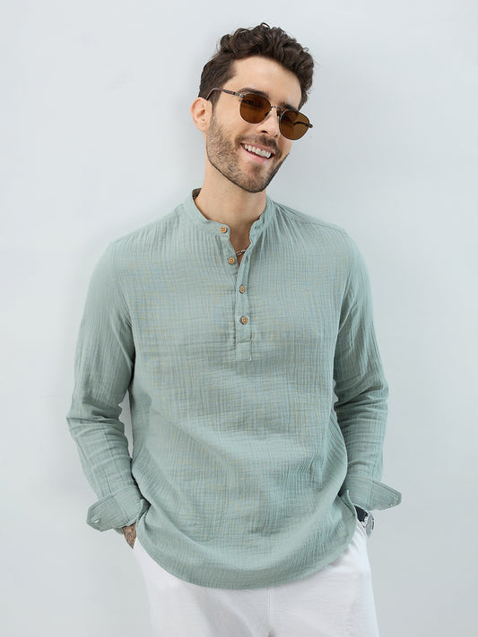 Elegant Seafoam Green Double Cloth Kurta