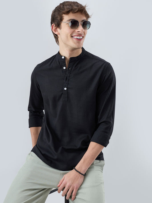 Premium Black Linen Blend Kurta
