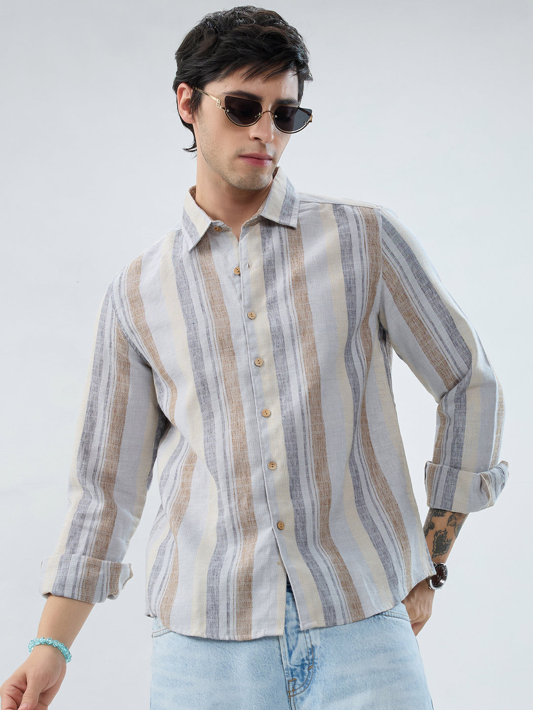 Sandswept Stripes Breezy Linen Blend Shirt