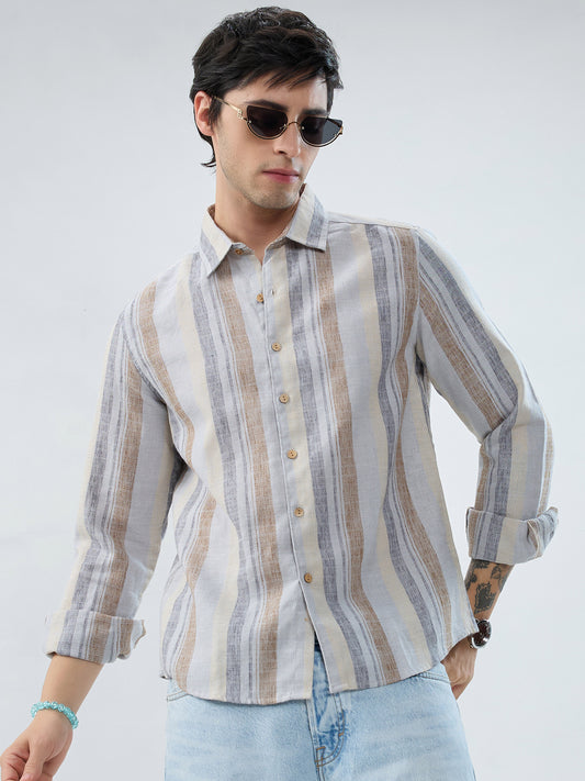 Sandswept Stripes Breezy Linen Blend Shirt